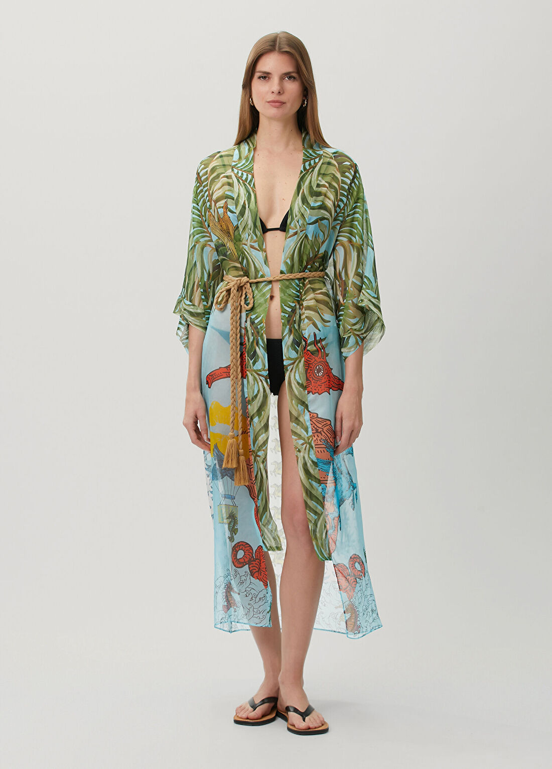 Jaquette Jilda Pegasus Desenli İpek Kimono