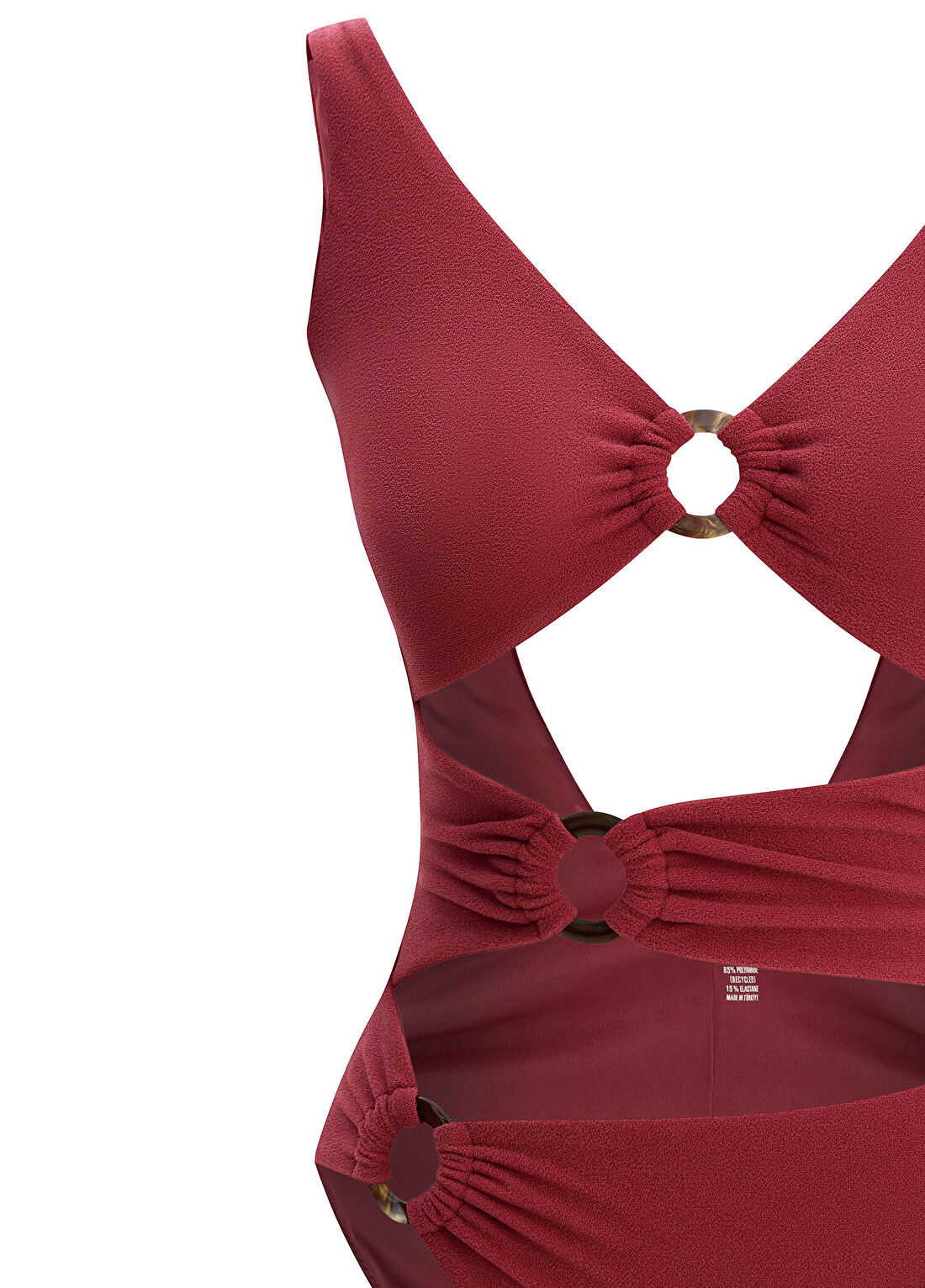 Peralina Stella Bordo Cut Out Detaylı Havlu Dokulu Kadın Mayo görsel 4