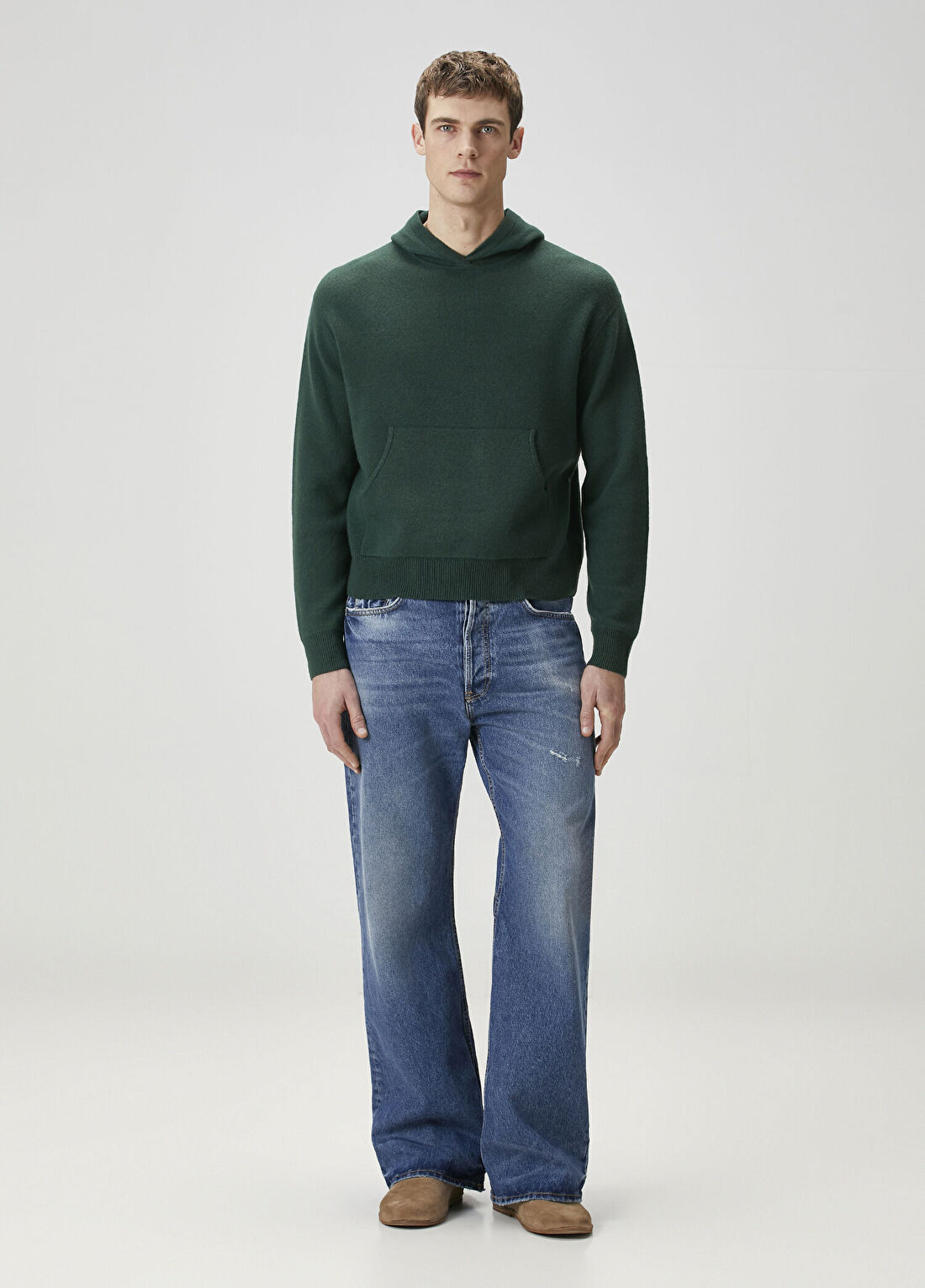 Acne Studios Yeşil Kapüşonlu Kaşmir Kazak görsel 2