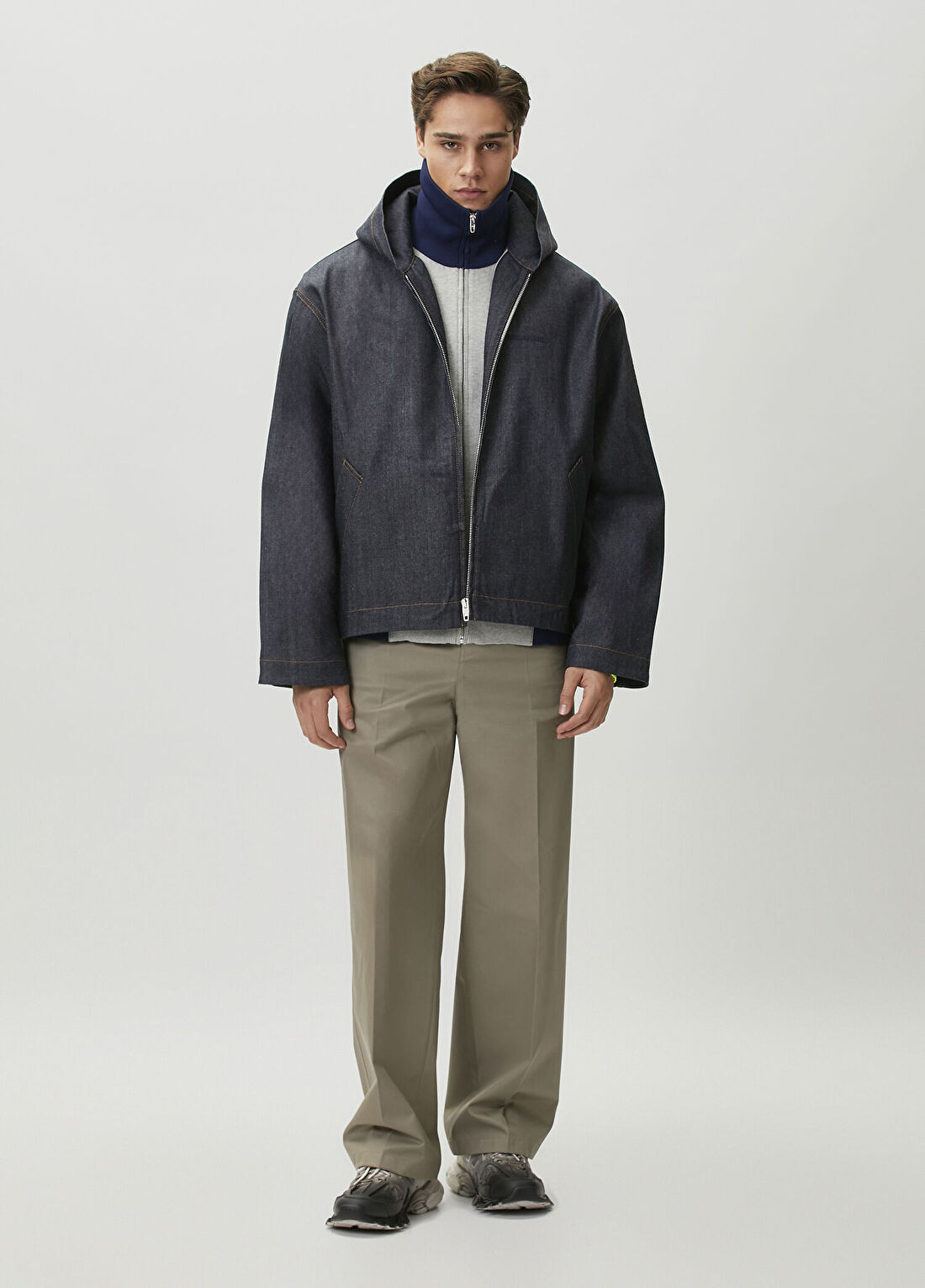 Balenciaga Gri Kapüşonlu Denim Ceket görsel 2