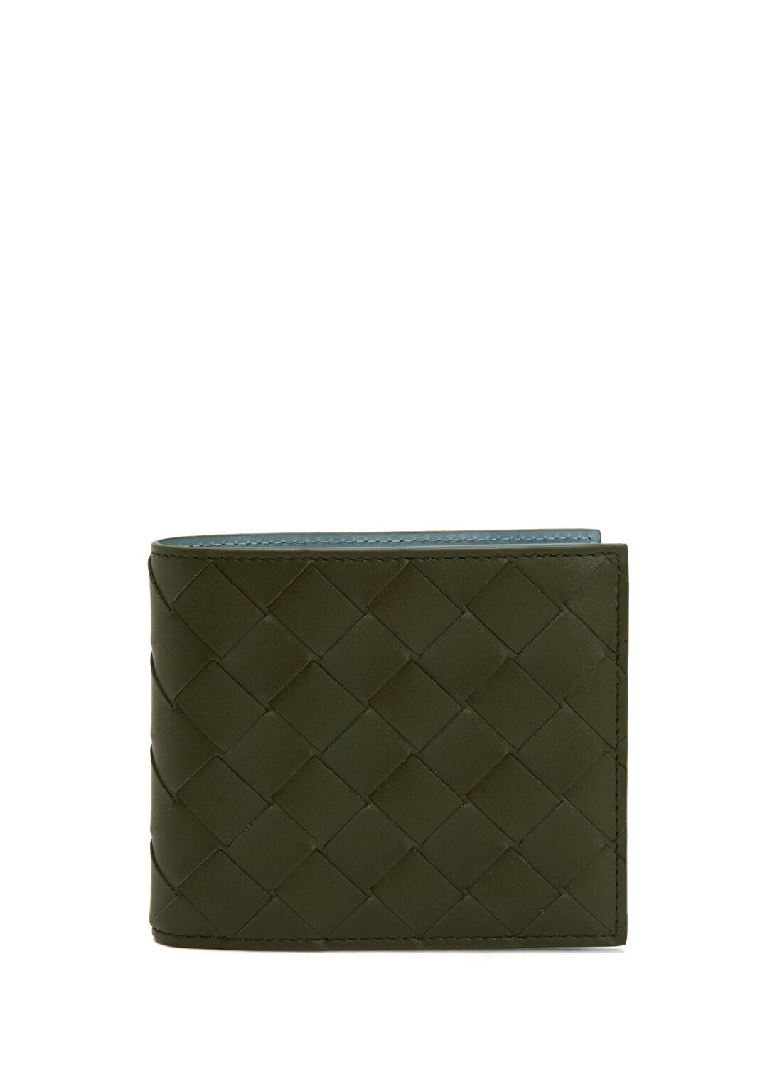 Bottega Veneta Intrecciato Bi-Fold Yeşil Erkek Deri Cüzdan