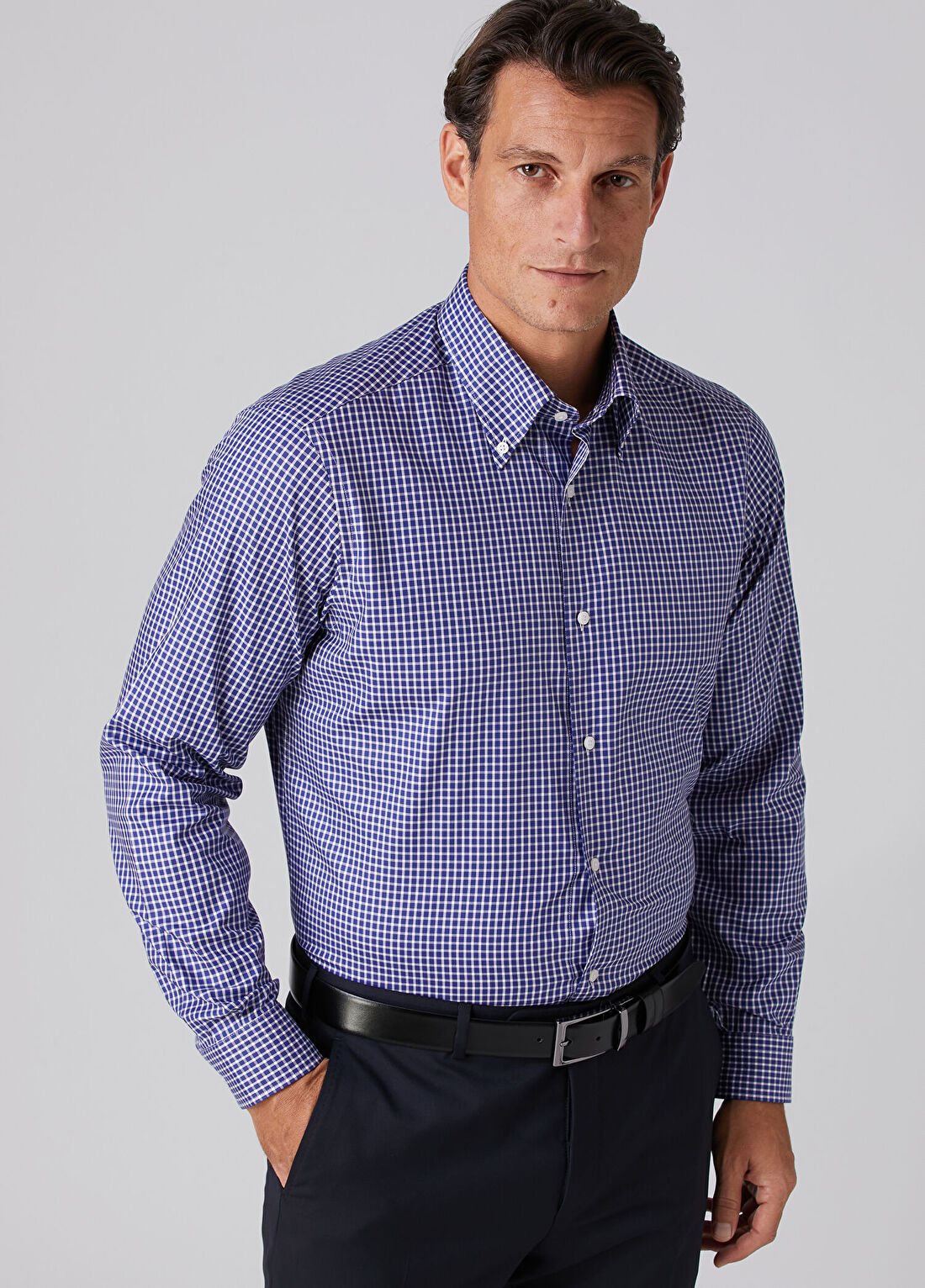Beymen Collection Custom Fit Lacivert Pötikareli Gömlek