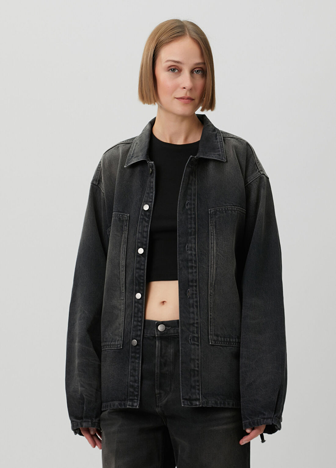 Haikure Legacy Oversized Siyah Denim Gömlek