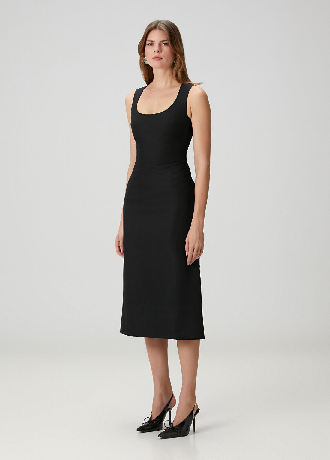Jacquemus Tablier Siyah Midi Keten Elbise görsel 2