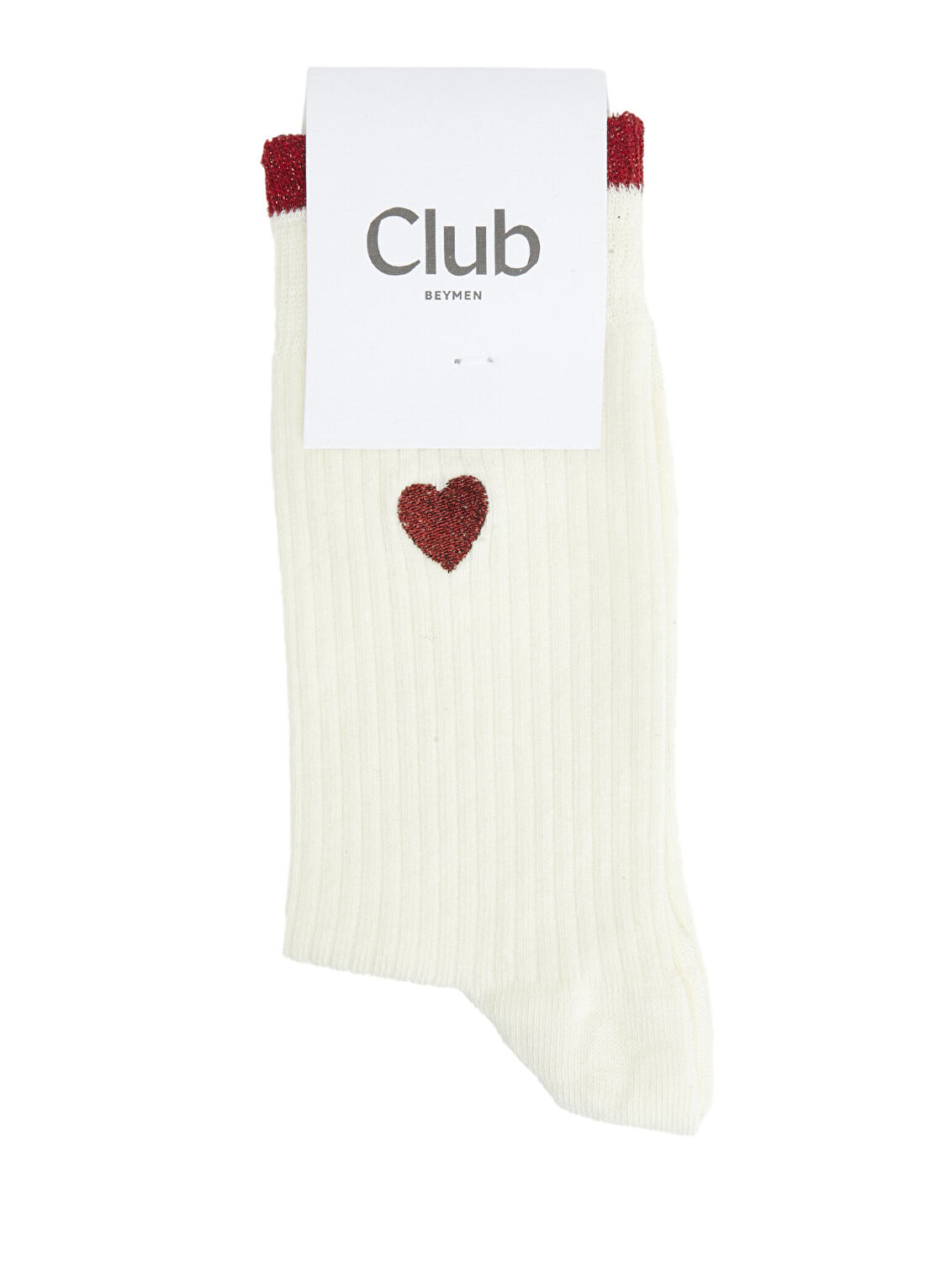 Beymen Club Ekru Kalp Nakışlı Kadın soket Çorap