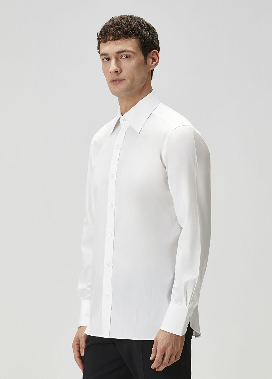 Tom Ford Slim Fit Kırık Beyaz Stretch Poplin Gömlek görsel 3
