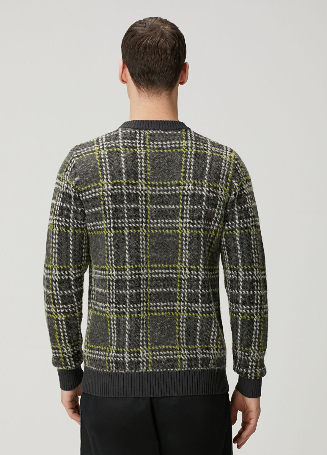 Fred Perry Gri Ekose Desenli Kazak görsel 4