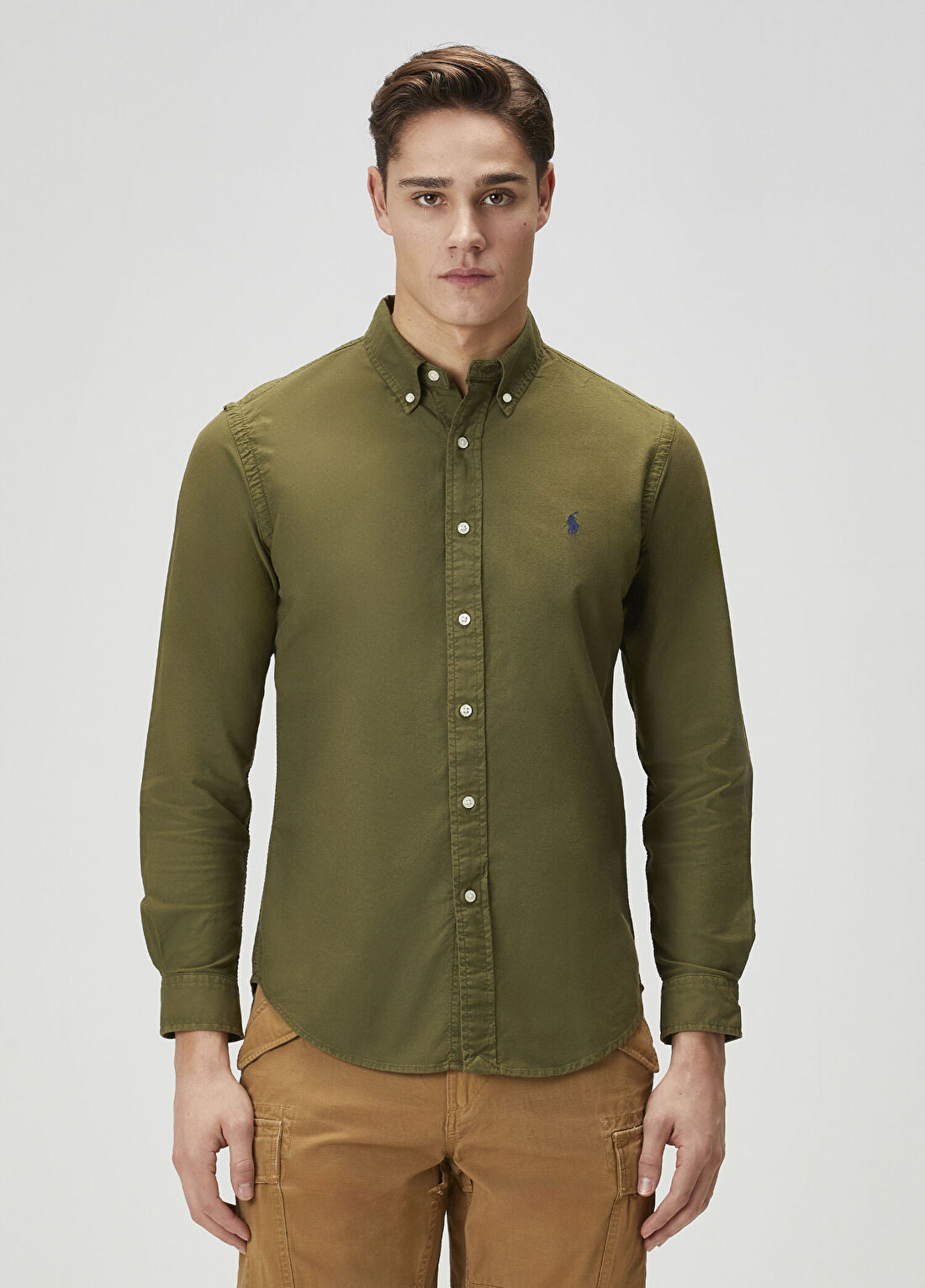 Polo Ralph Lauren Custom Fit Koyu Yeşil Oxford Gömlek