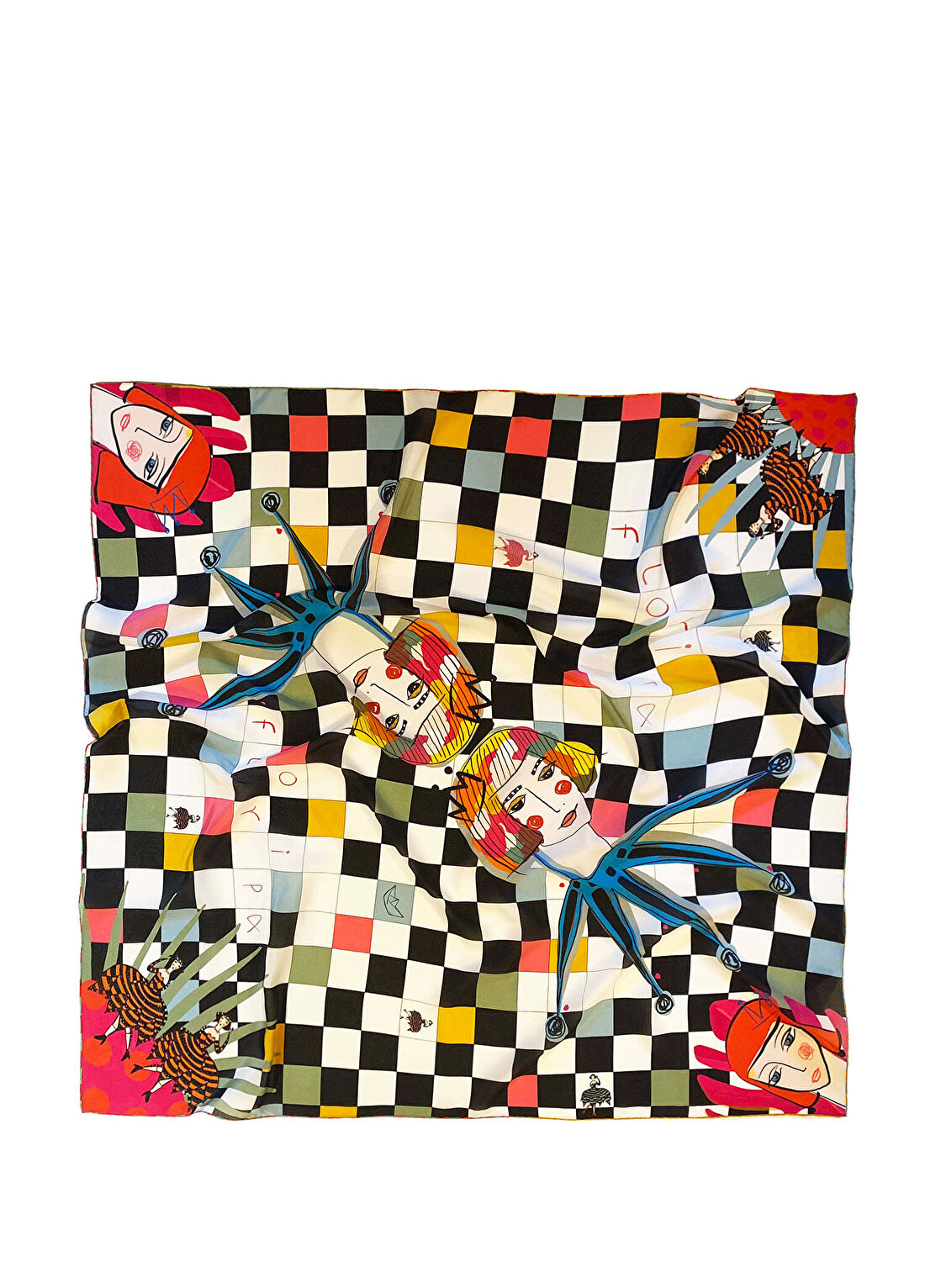 Floripa Artworks Baskılı İpek Unisex Şal