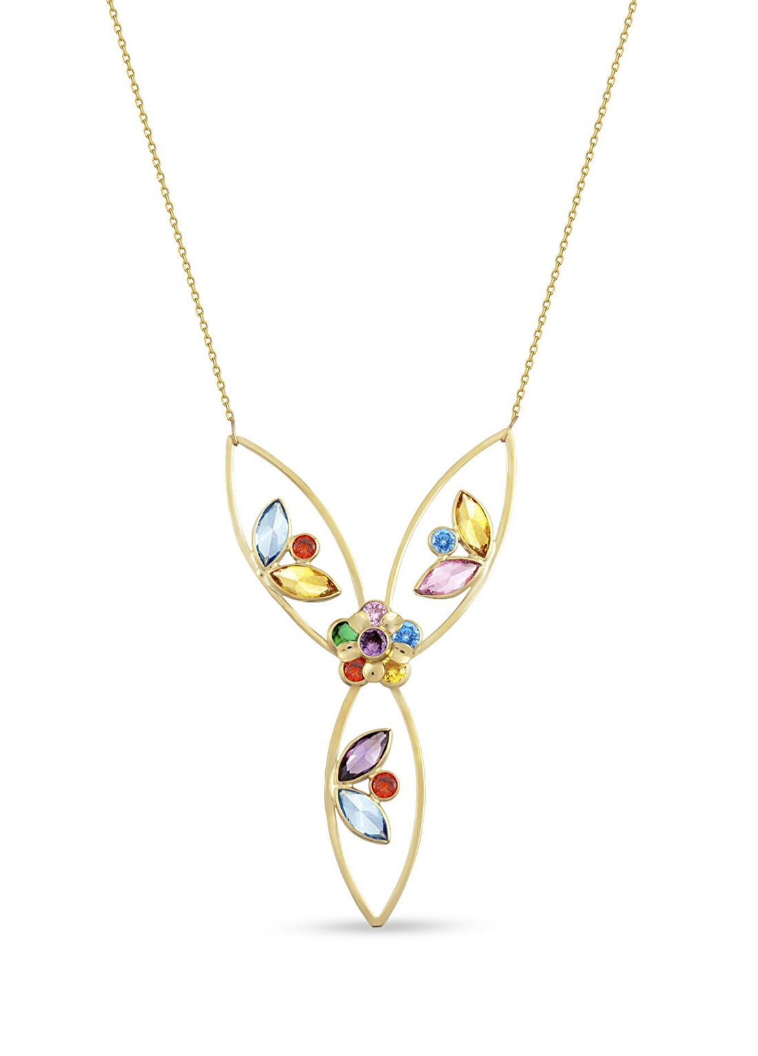 Orena Jewelry Triangle Garden 14 Ayar Altın Kadın Kolye