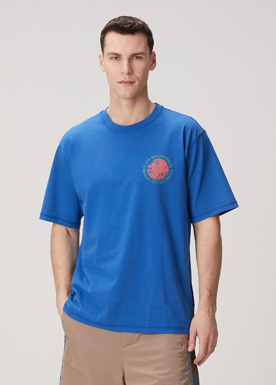 Les Benjamins Mavi Logo Baskılı T-shirt
