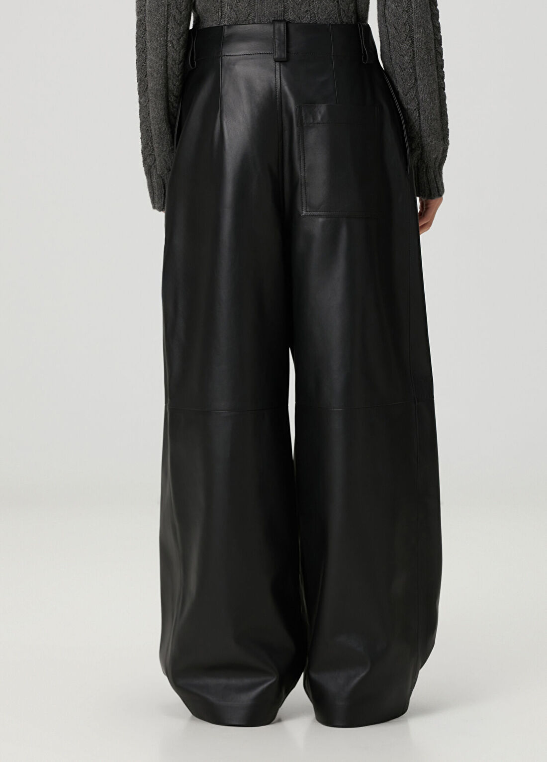 Loewe Siyah Wide Leg Deri Pantolon görsel 4