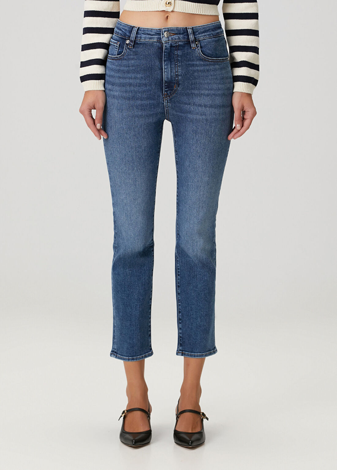 Frame Denim The Pencil Crop Mavi Jean Pantolon görsel 2
