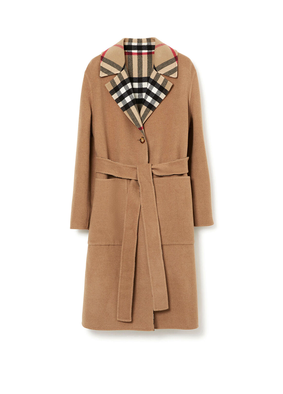 Burberry Reversible Check Bej Yün Çift Taraflı Kadın Mont