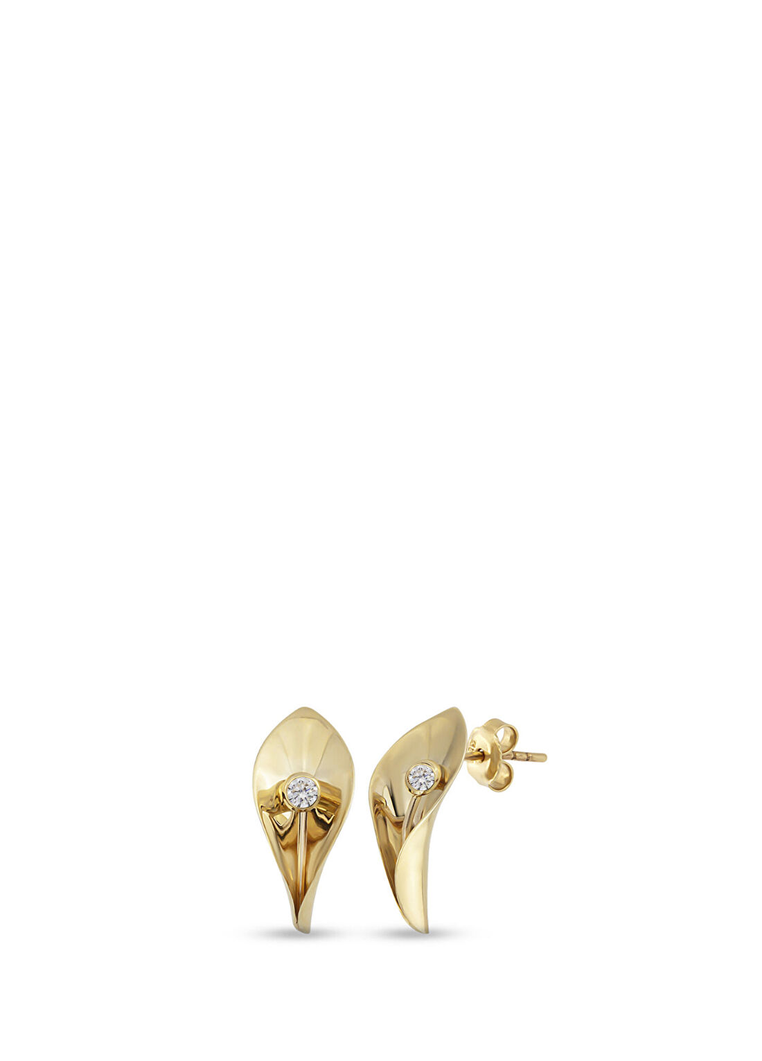 Orena Jewelry Pırlanta Taşlı Tulip 14 Ayar Altın Kadın Küpe