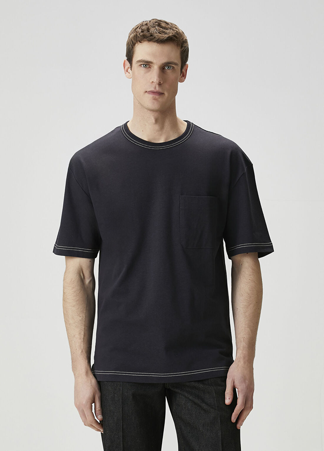 Lemaire Siyah Kontrast Dikişli T-shirt