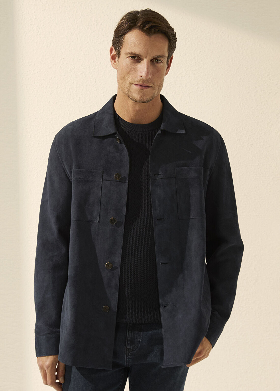 Beymen Collection Lacivert Süet Gömlek
