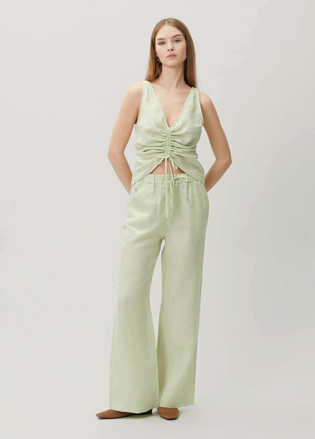 Dor Raw Luxury Today Açık Yeşil Keten Pantolon