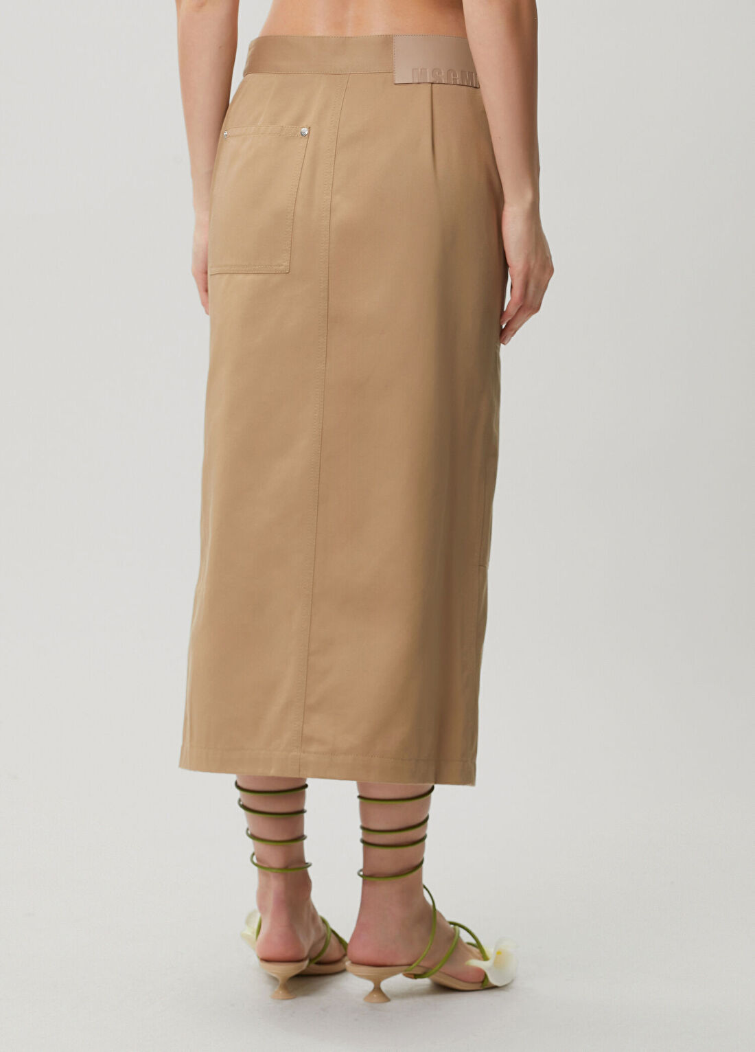 Msgm Taba Fermuar Detaylı Midi Etek görsel 4