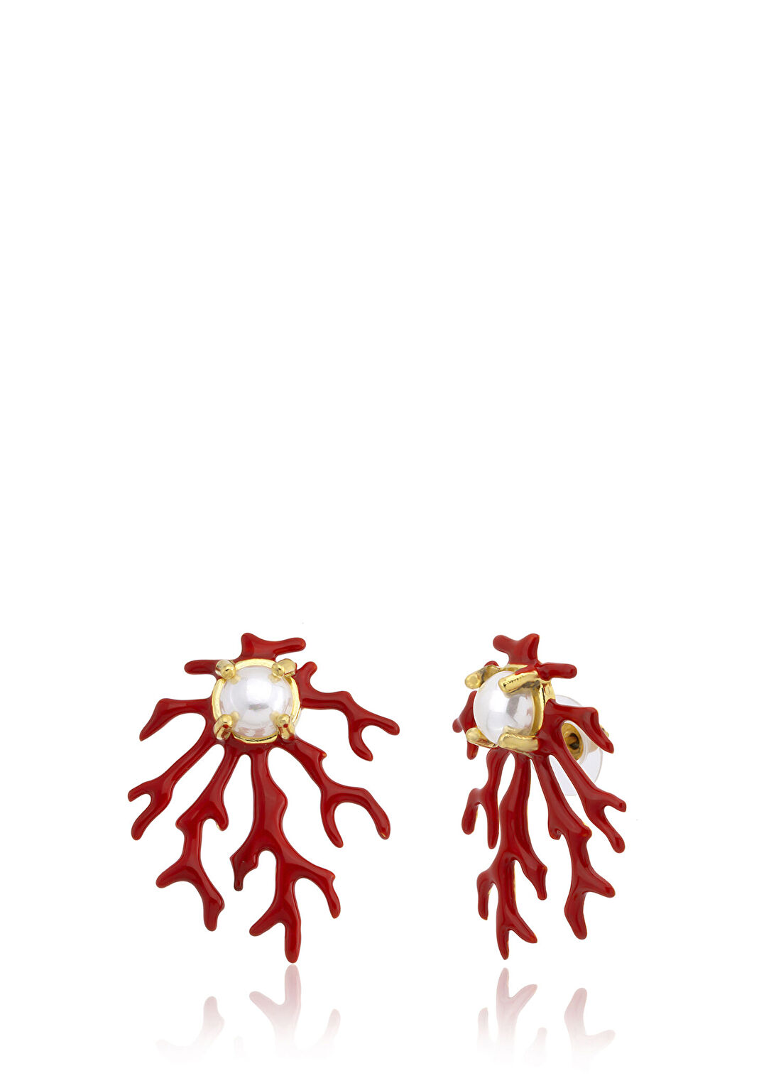 Milou Jewelry Coral Kırmızı 22 Ayar Altın Kaplama Kadın Küpe