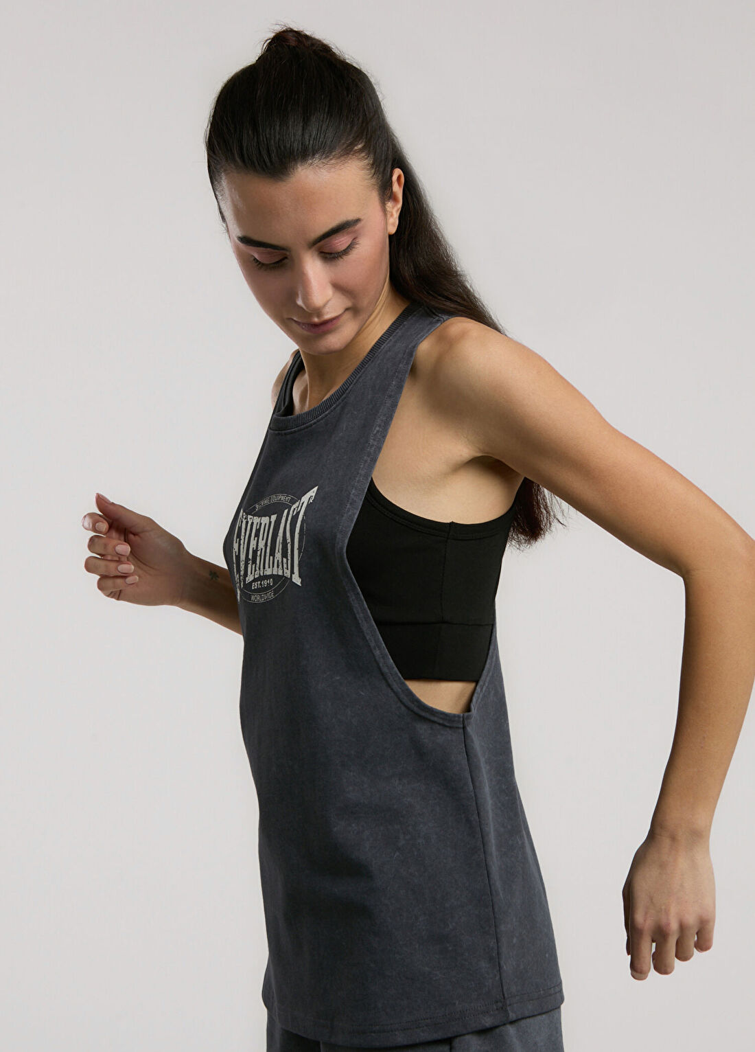 Everlast Authentic Boxing Wmn Antrasit Oversize Kadın Spor Atlet görsel 3