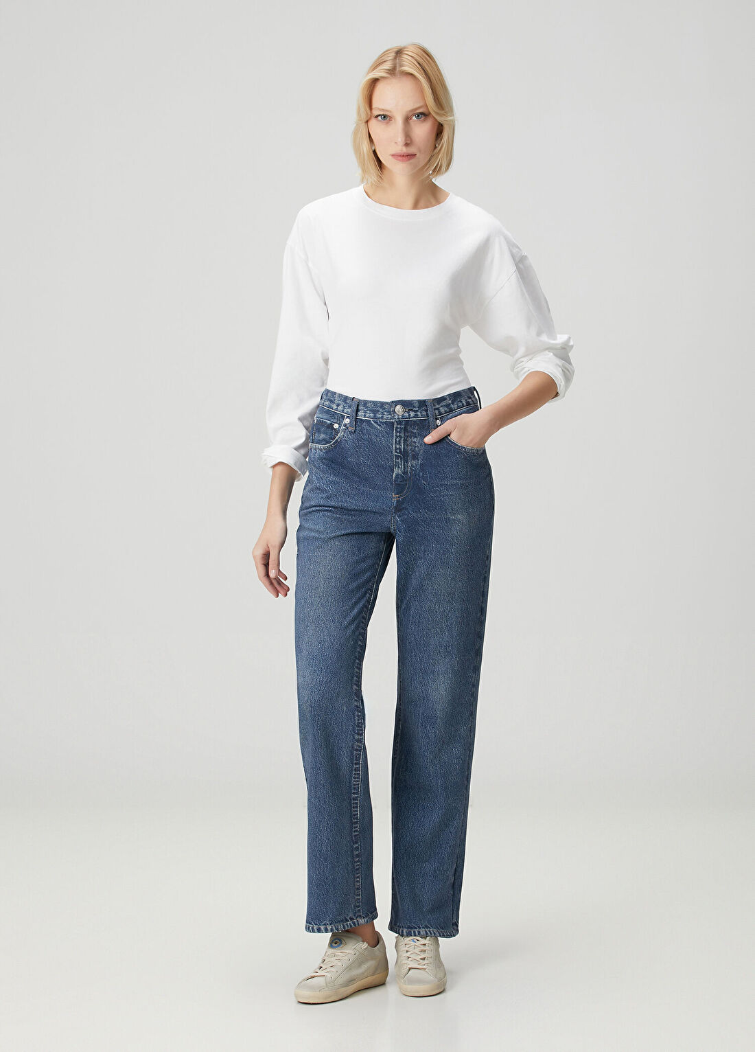 Rag&Bone Miramar Shea Relaxed Straight Mavi Jean Pantolon