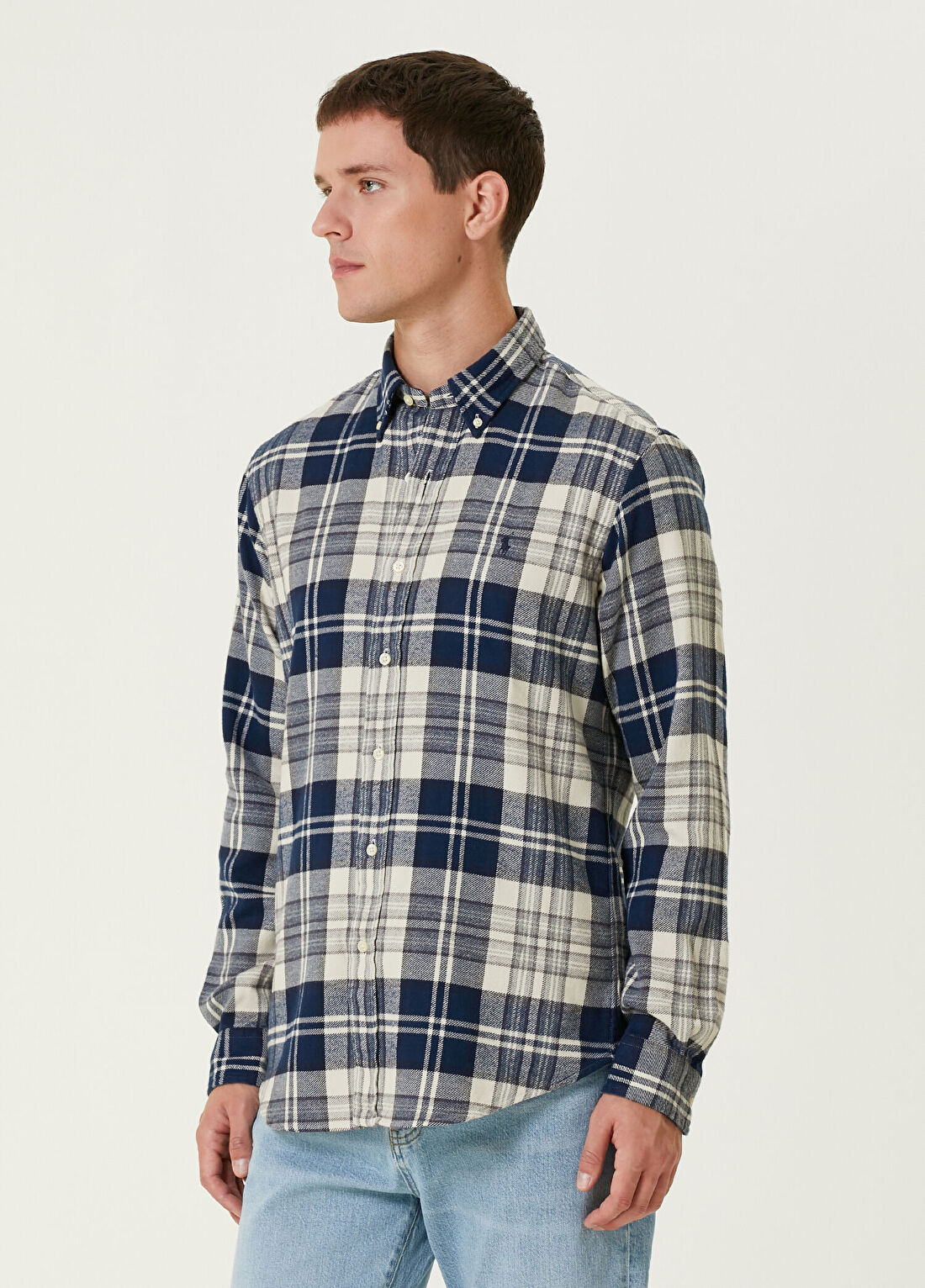 Polo Ralph Lauren Lacivert Bej Ekose Desenli Gömlek görsel 3
