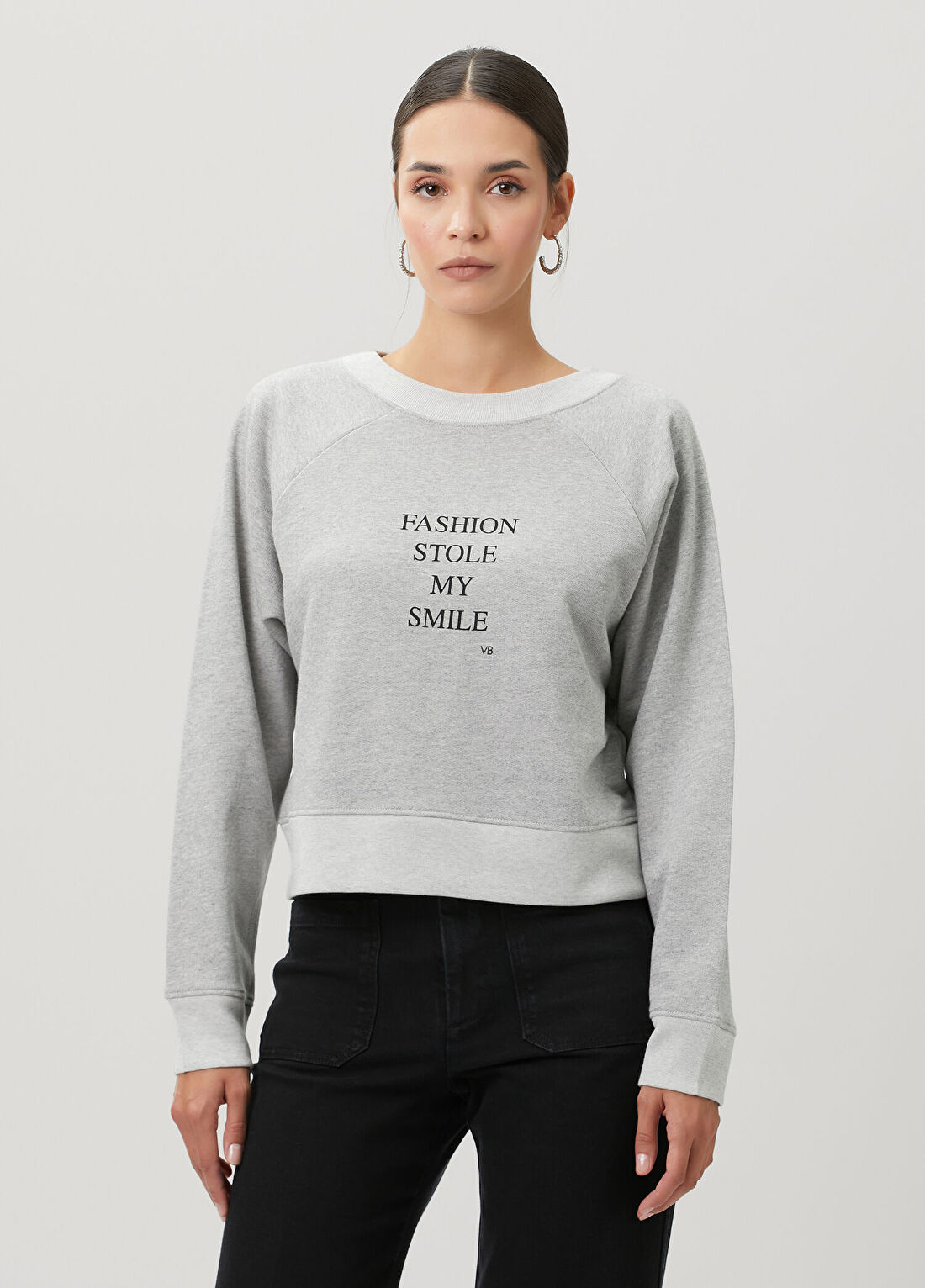 Victoria Beckham Gri Baskılı Sweatshirt