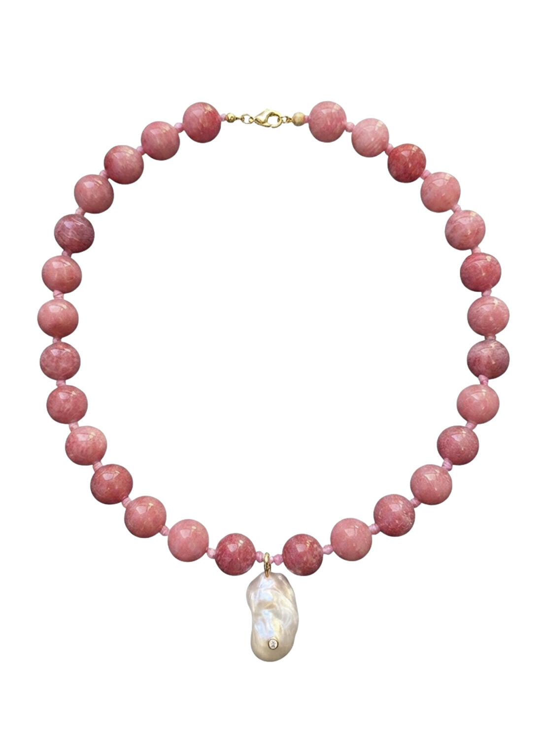 Ecru Atelier Aurora Jade Taşlı Pembe Altın Kaplama İnci Kadın Kolye