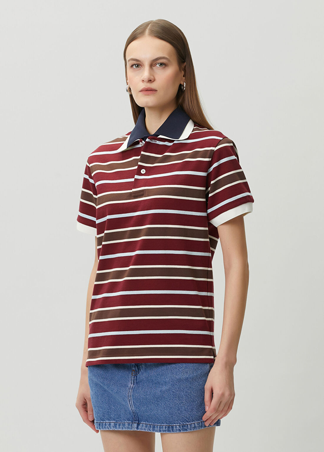 Mithridate Kırmızı Beyaz Çizgili Polo T-shirt görsel 3