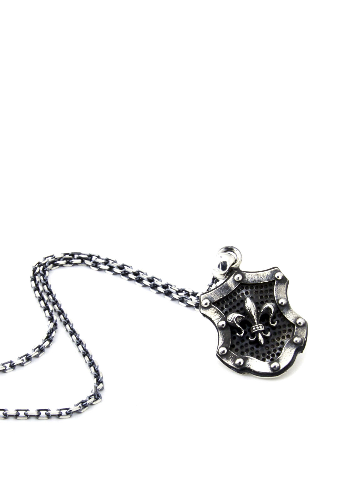 Boga Knight Fleur De Lis Shield Erkek Gümüş Kolye