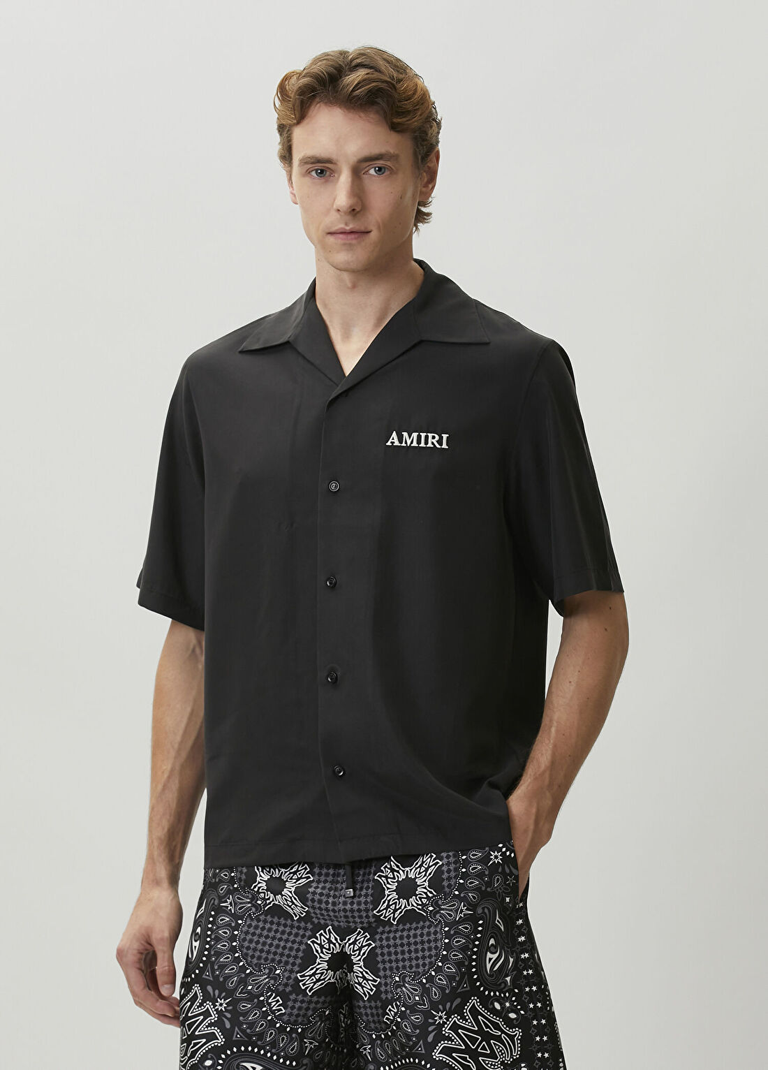 Amiri Siyah Logo Nakışlı Gömlek