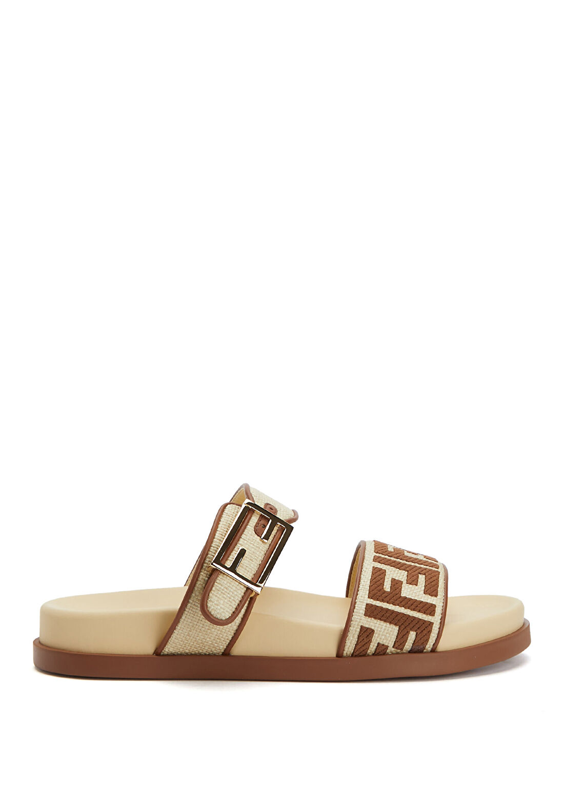 Fendi Feel Bej Taba Kadın Terlik