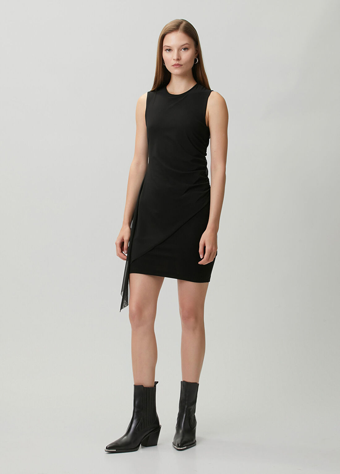 AllSaints Riley Siyah Mini Elbise görsel 3