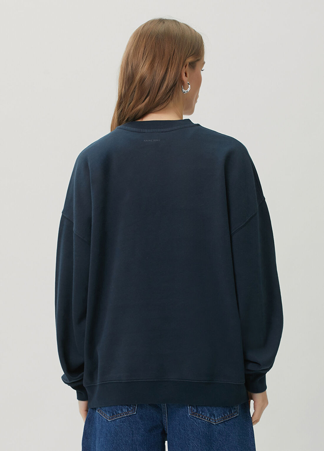 Anine Bing Miles Lacivert Logolu Sweatshirt görsel 4