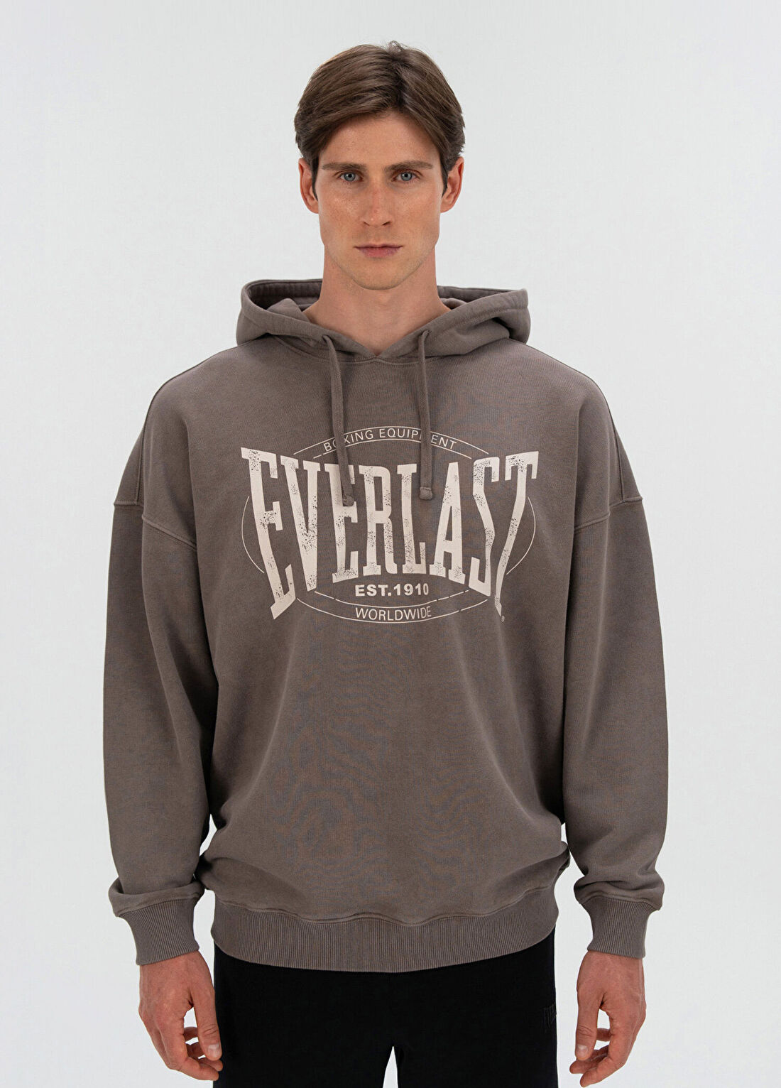 Everlast Authentic Boxing Oversize Koyu Vizon Kapüşonlu Uzun Kollu Erkek Sweatshirt