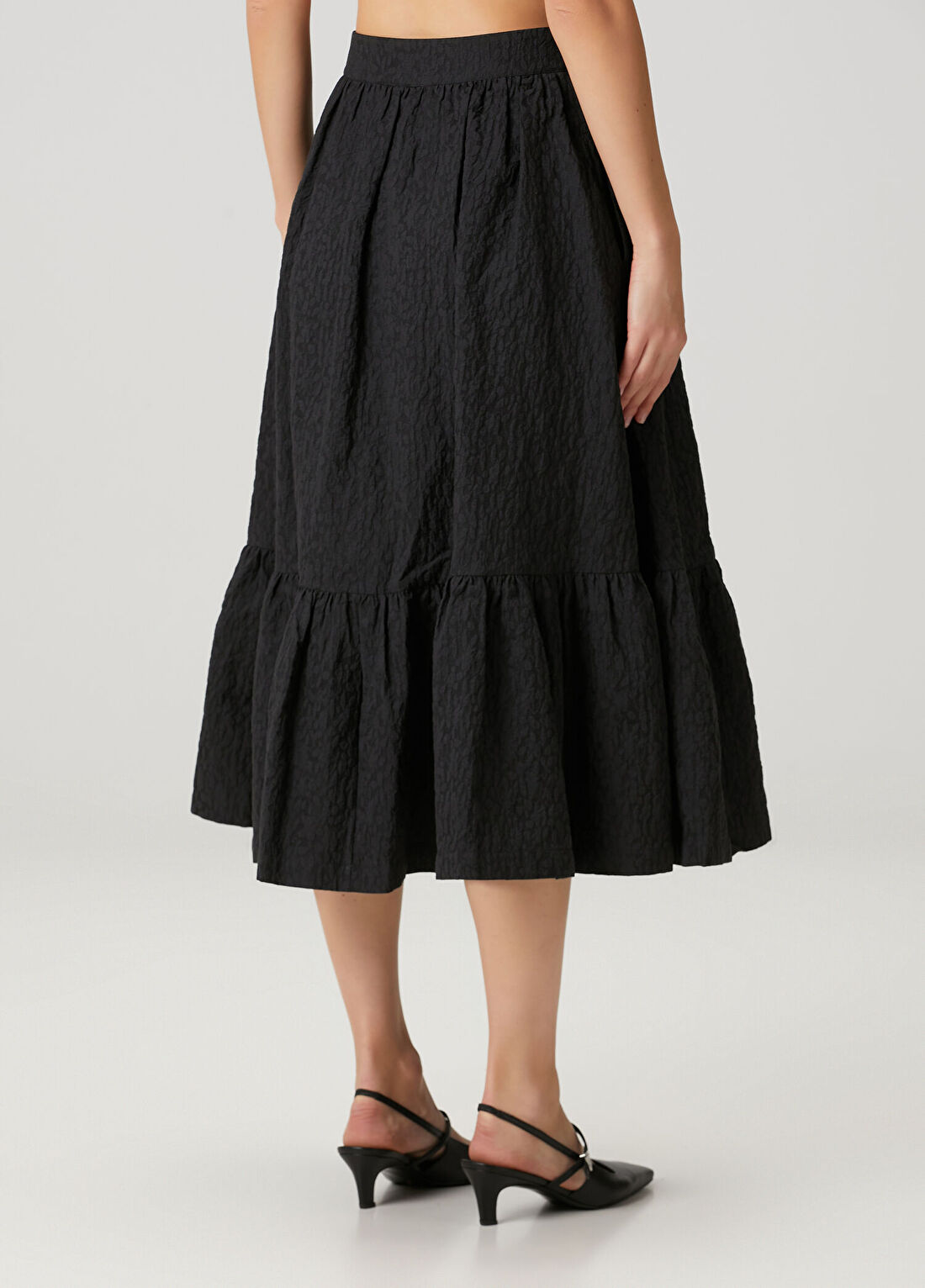 AllSaints Kelsi Siyah Midi Etek görsel 4
