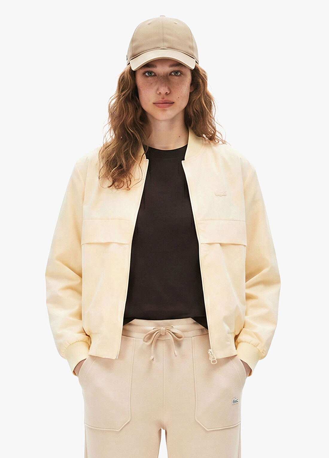 Lacoste Bej Hakim Yaka Kadın Bomber Ceket