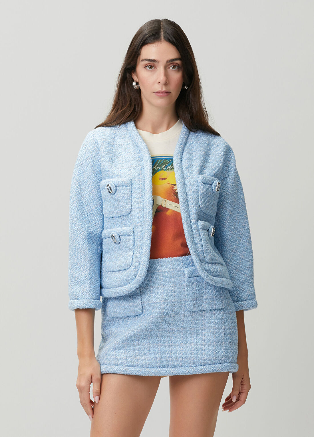 Marc Jacobs Pop J Mavi Tweed Ceket