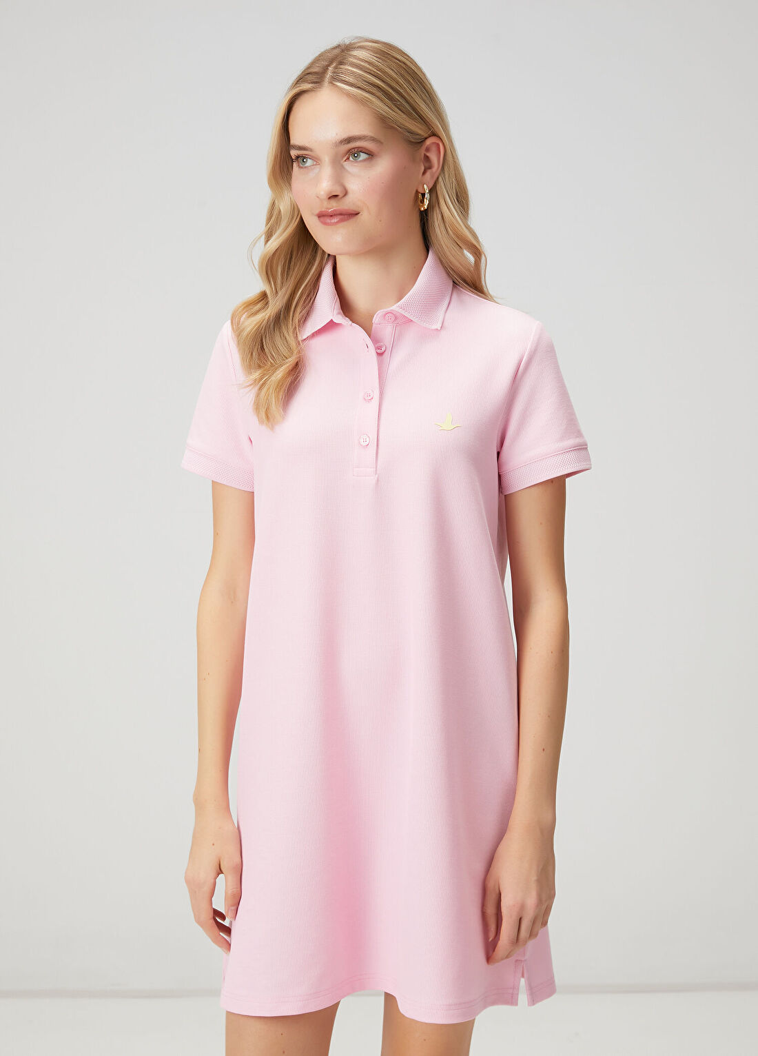 Beymen Club Pembe Petek Dokulu Mini Polo Elbise görsel 4