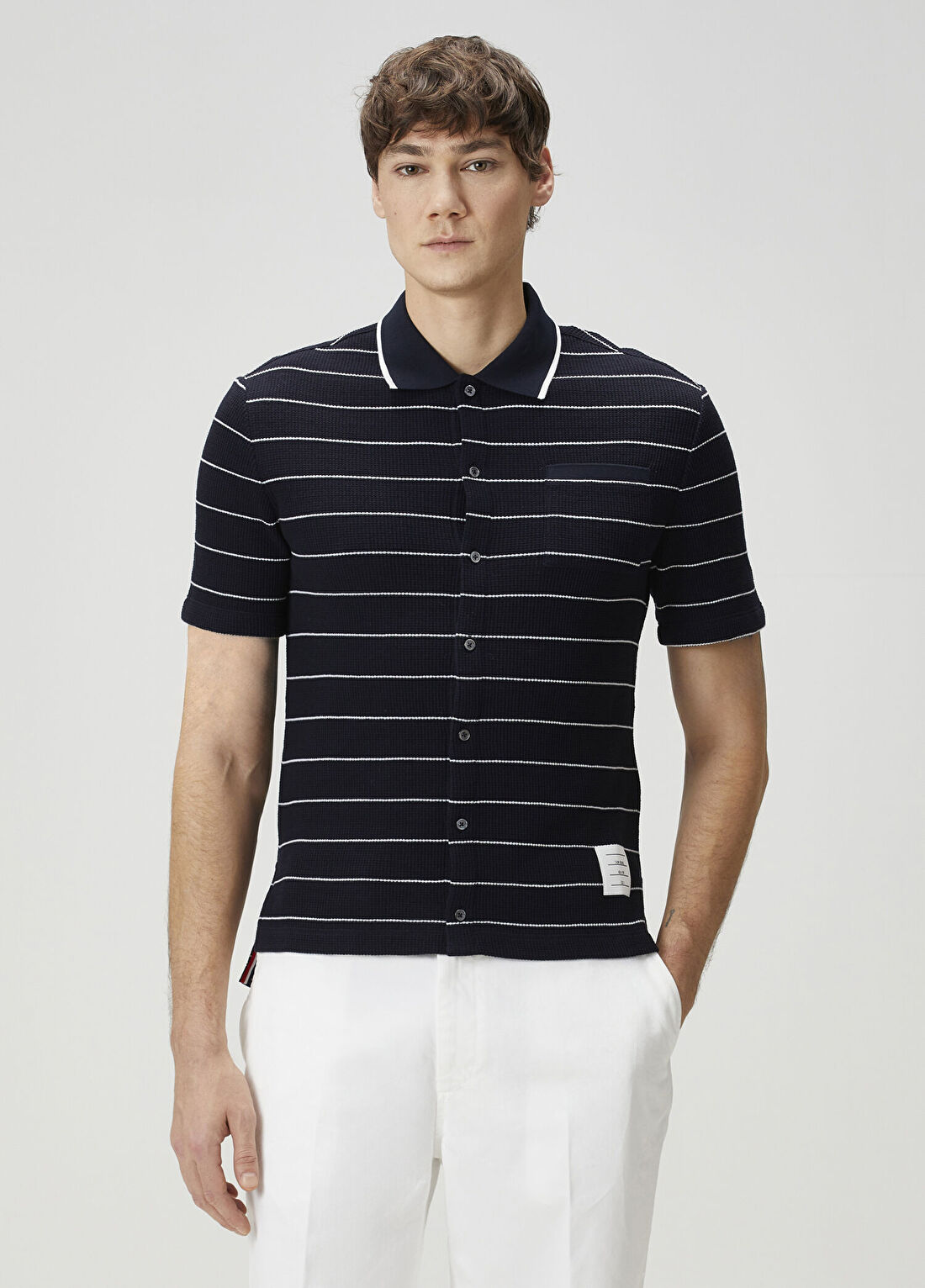 Thom Browne Lacivert Çizgili Polo T-shirt