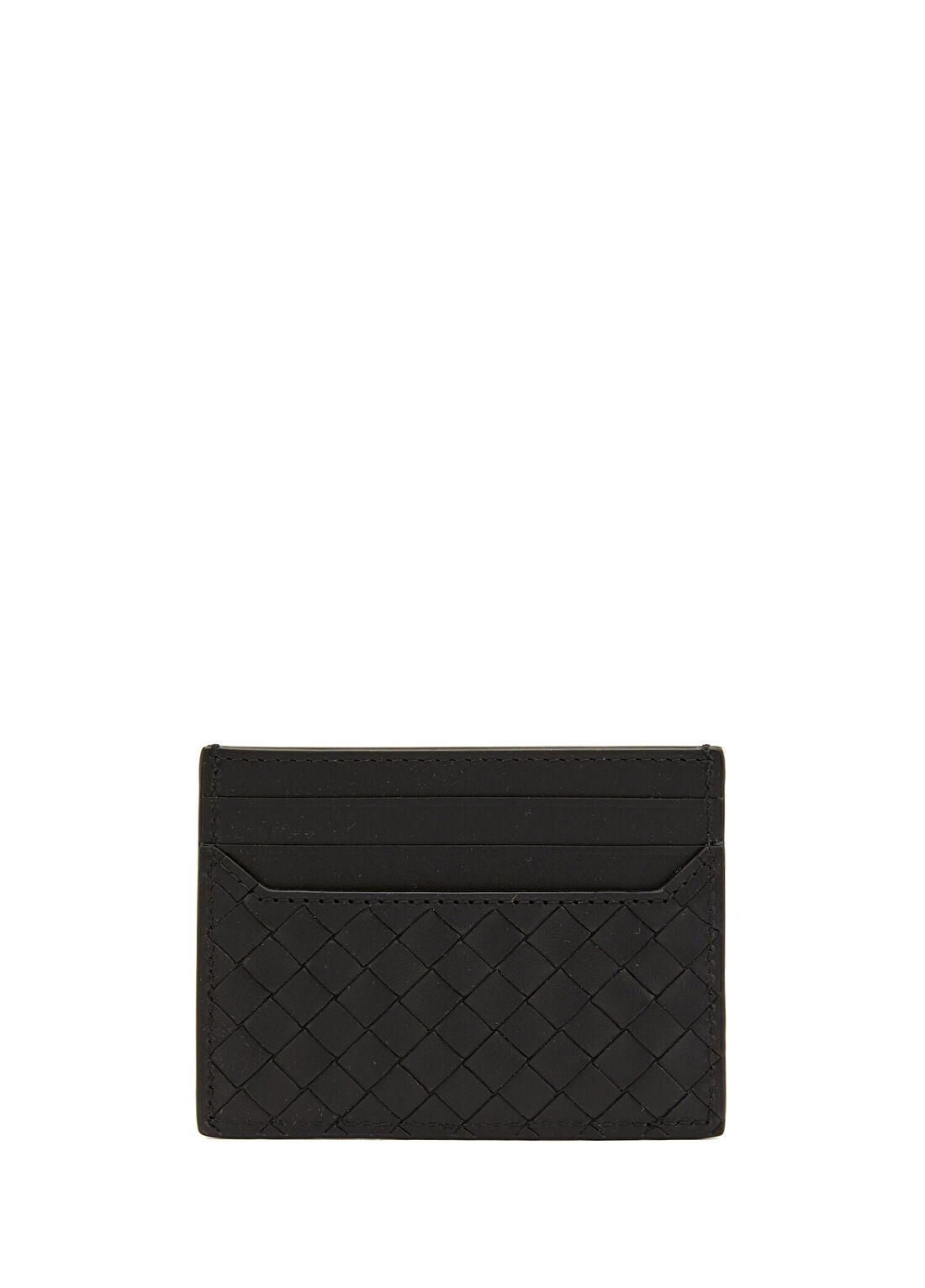 Bottega Veneta Siyah Örgü Dokulu Erkek Deri Kartlık
