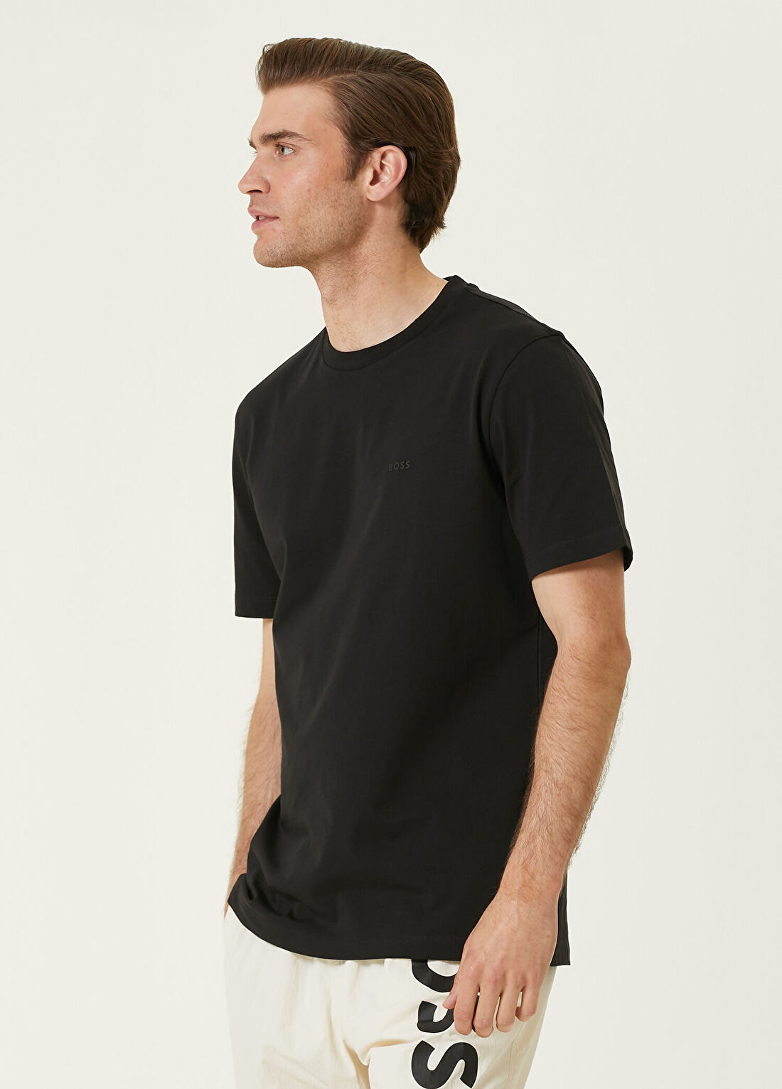 Boss Siyah Logo Detaylı T-shirt görsel 3