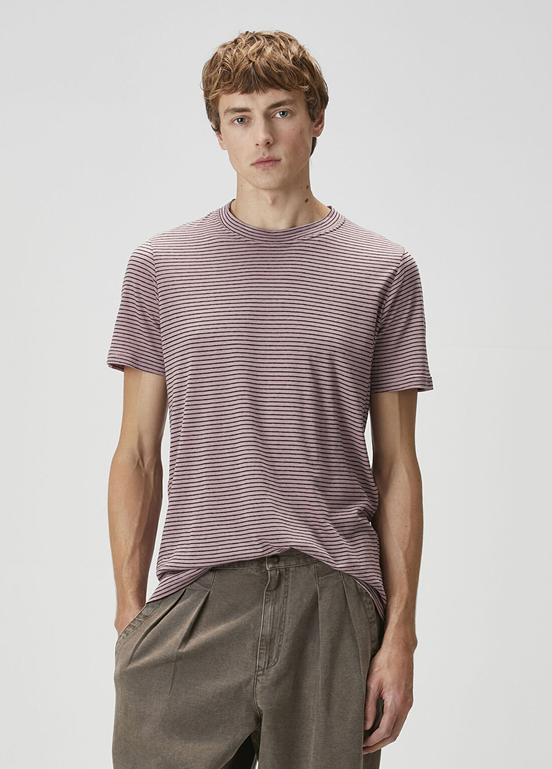 Marant Leon Pembe Çizgi Desenli T-shirt
