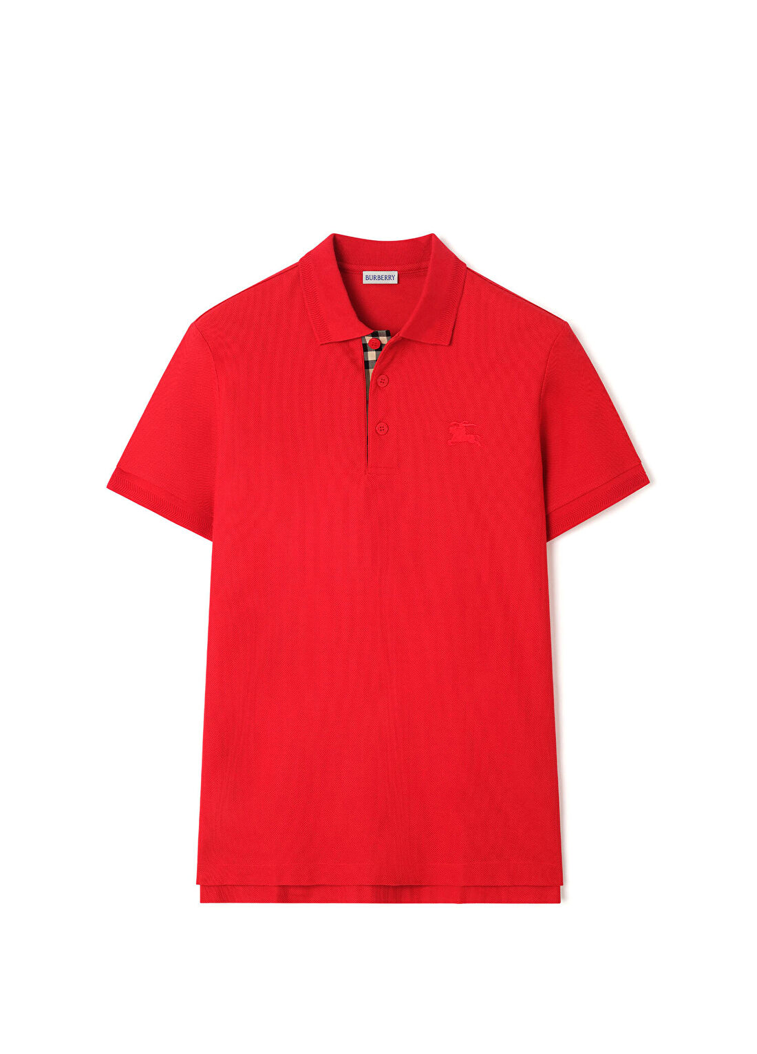 Burberry Cotton Kırmızı Polo Yaka Kısa Kollu Erkek T-Shirt