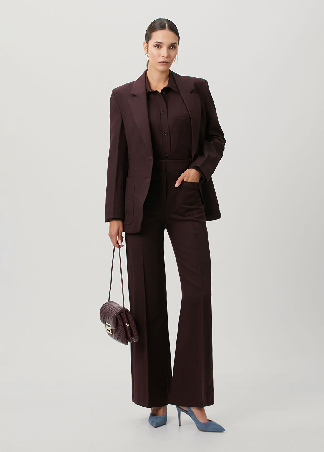 Victoria Beckham Bordo Yün Pantolon