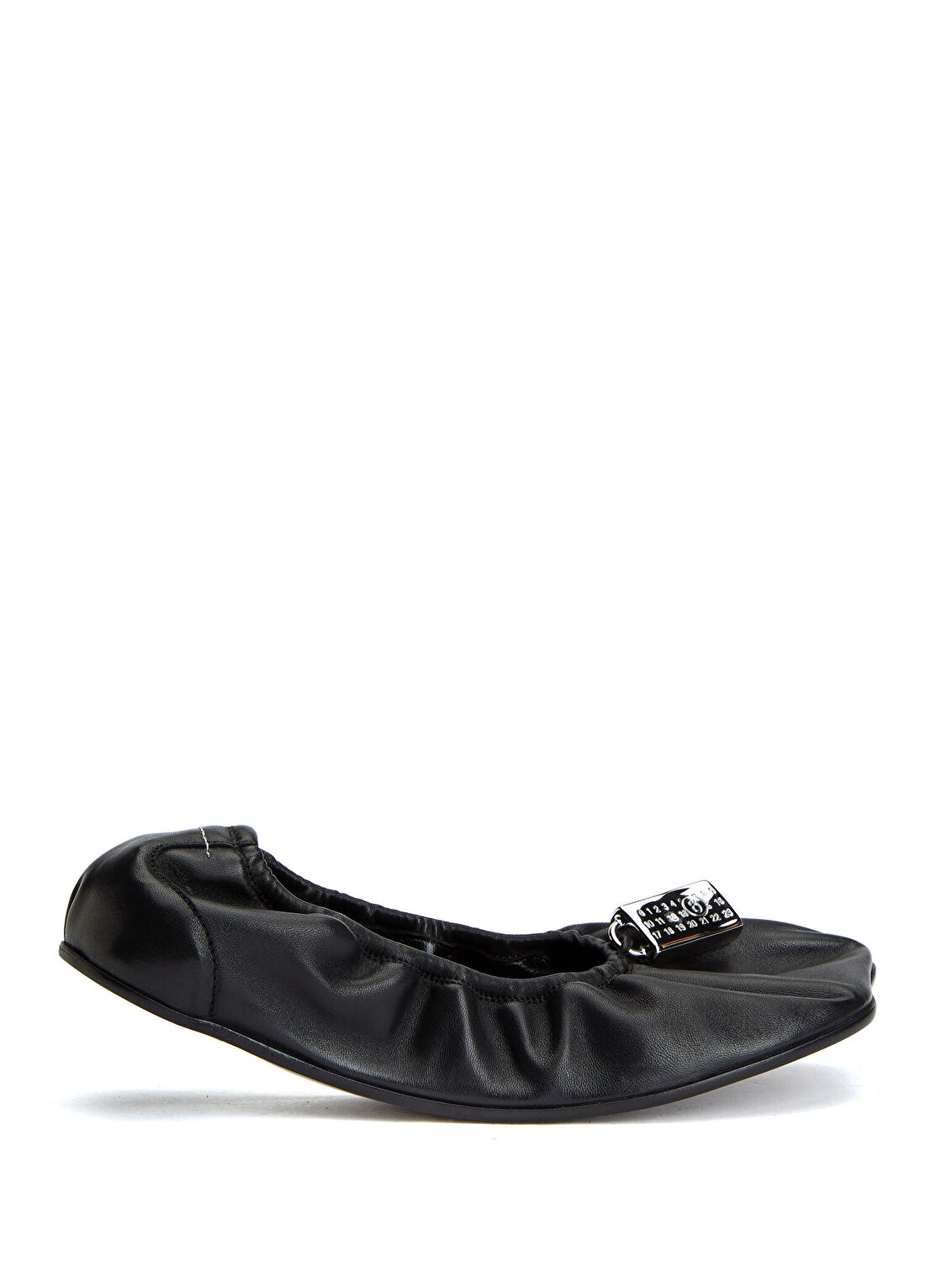 MM6 Maison Margiela Siyah Logolu Deri Babet