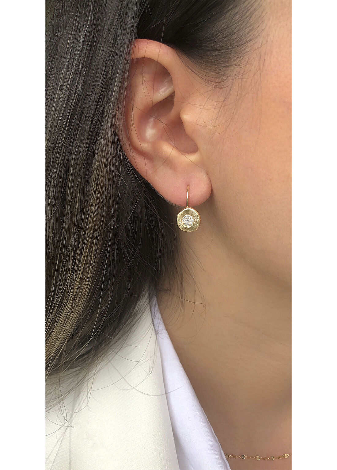 Ginza Design Jewelry Bonte Gold Pırlanta Taşlı 14 Ayar Altın Kadın Tek Küpe görsel 2