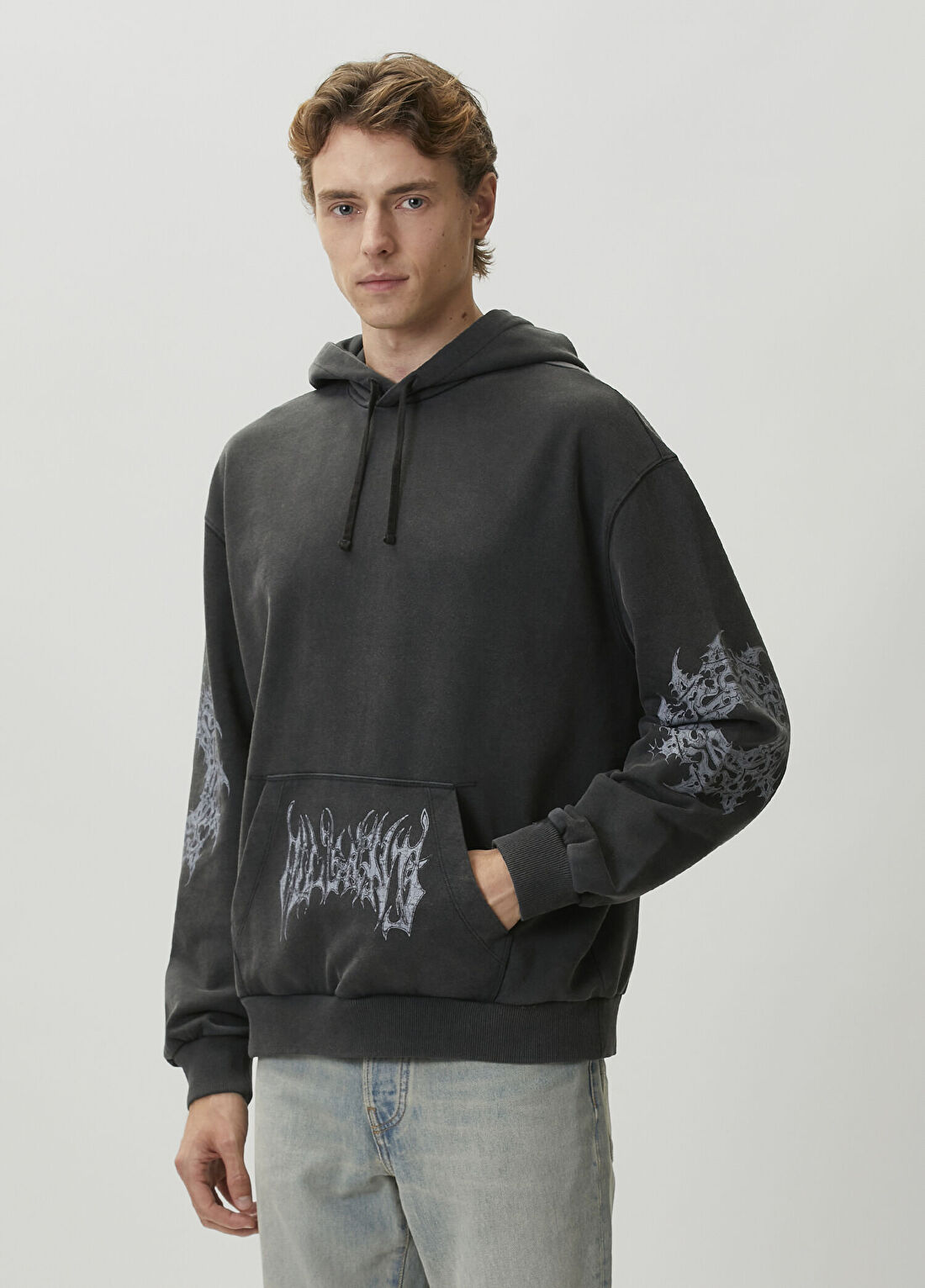 AllSaints Helvette Siyah Kapüşonlu Sweatshirt görsel 3