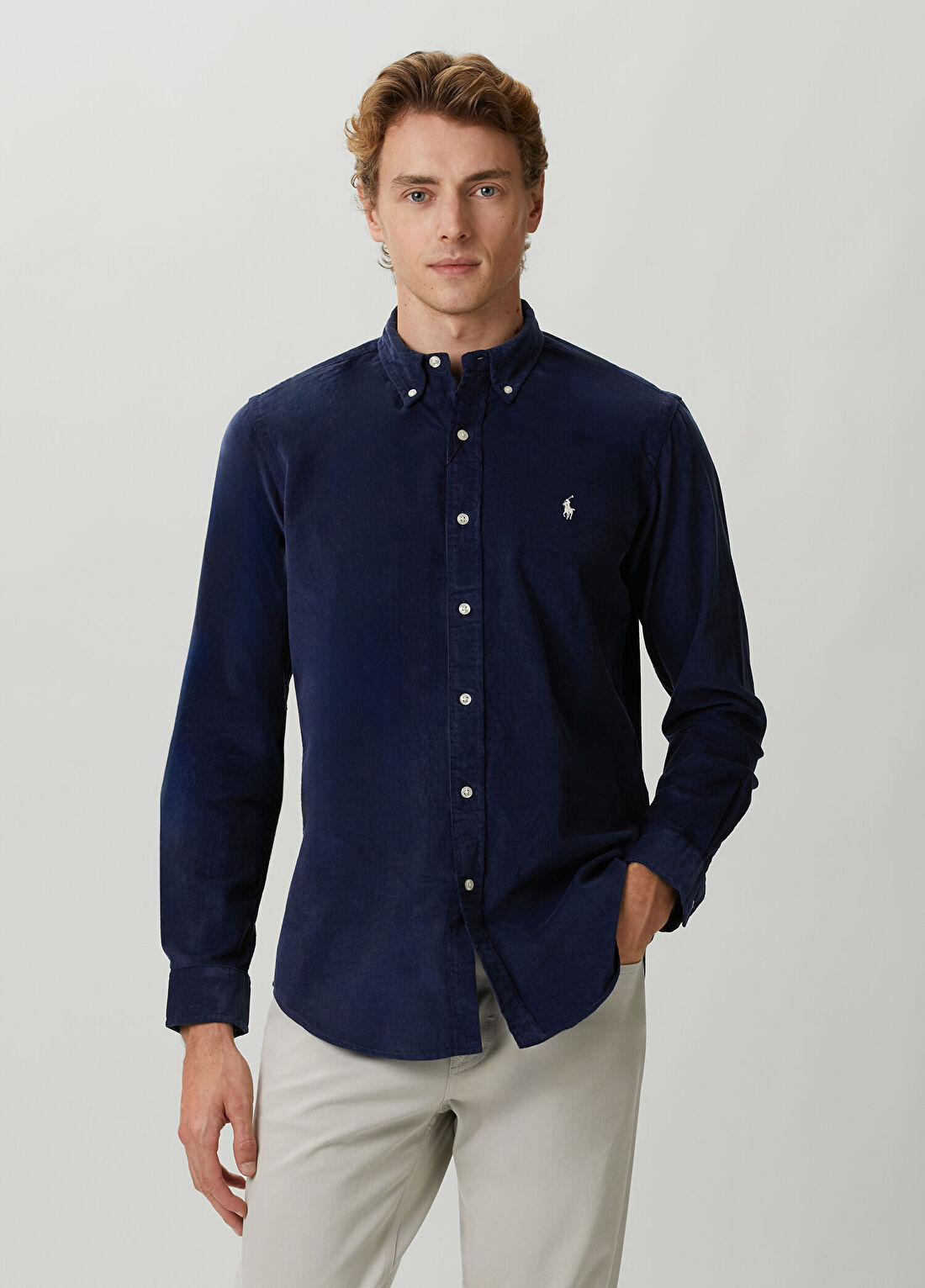 Polo Ralph Lauren Custom Fit Lacivert Kadife Gömlek